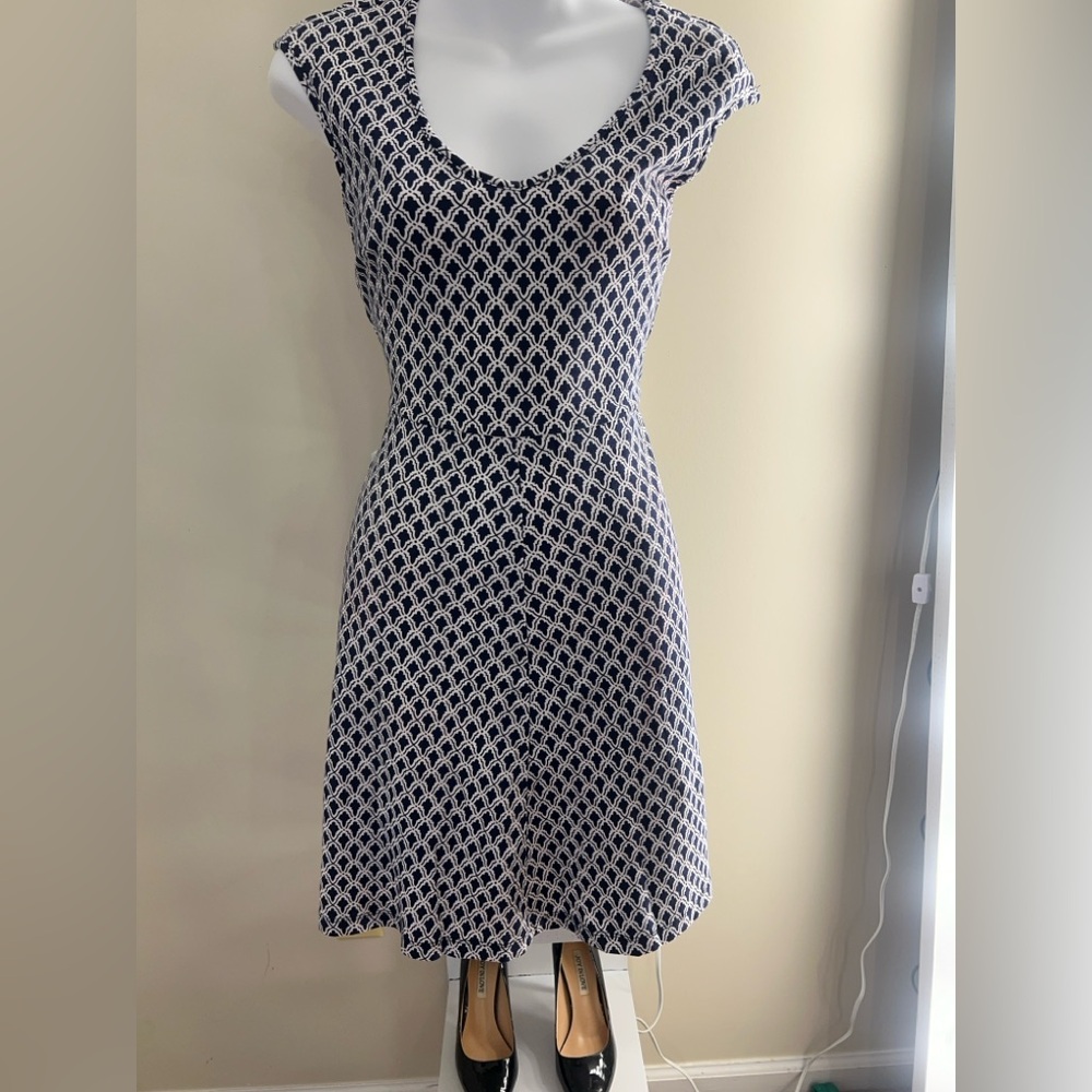 New York & Company Black and White Midi Dress